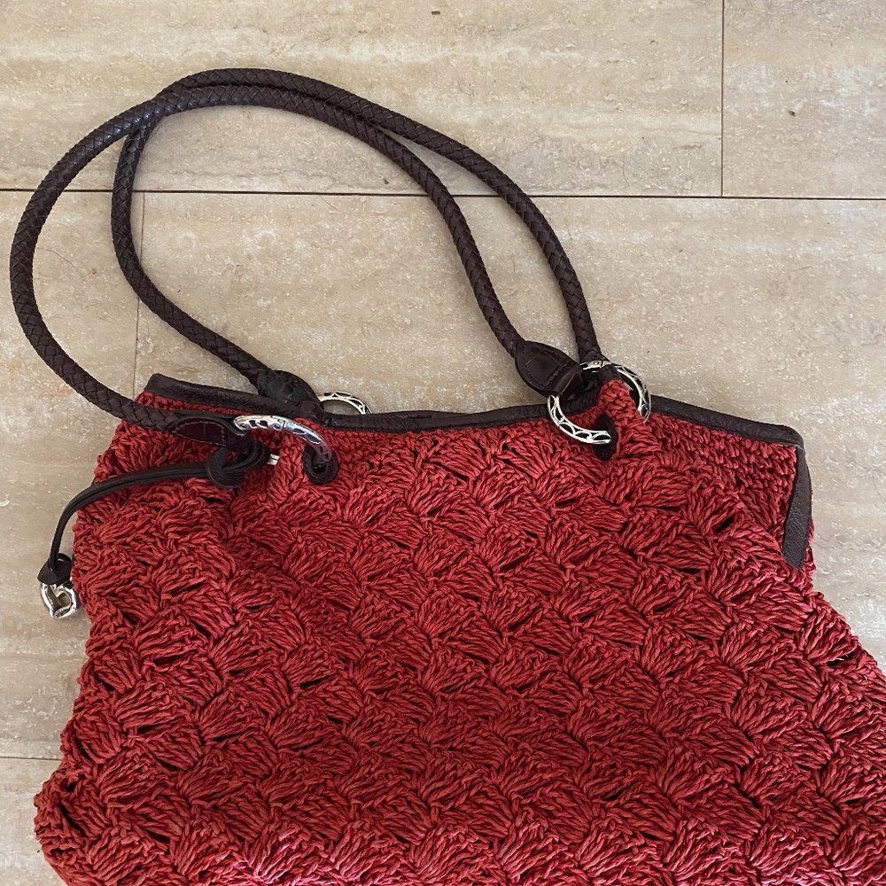 Brighton soft Red Straw Woven Shoulder/Hand bag